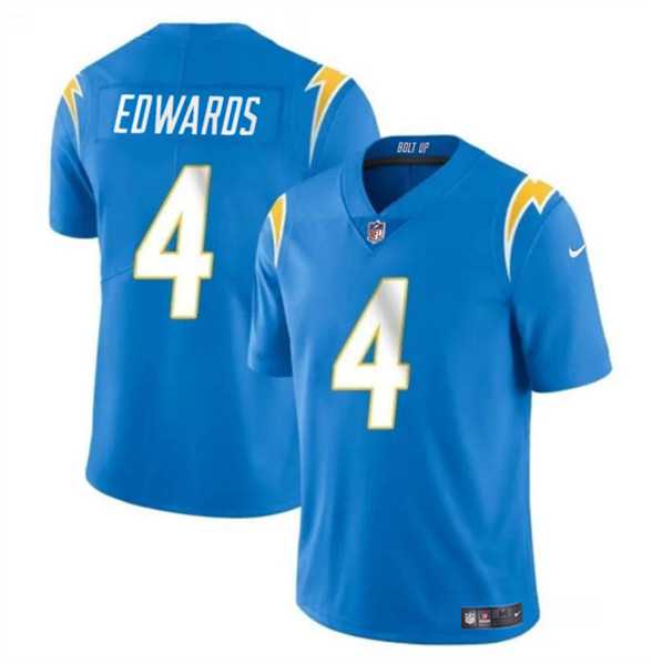 Men & Women & Youth Los Angeles Chargers #4 Gus Edwards Light Blue Vapor Limited Football Stitched Jersey